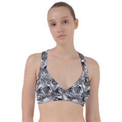 Black And White Leafs Pattern, Tropical Jungle, Nature Themed Sweetheart Sports Bra by Casemiro