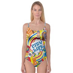 Colorful city life horizontal seamless pattern urban city Camisole Leotard 