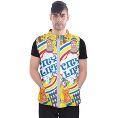 Colorful city life horizontal seamless pattern urban city Men s Puffer Vest