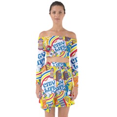 Colorful city life horizontal seamless pattern urban city Off Shoulder Top with Skirt Set