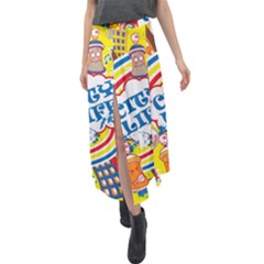 Colorful city life horizontal seamless pattern urban city Velour Split Maxi Skirt