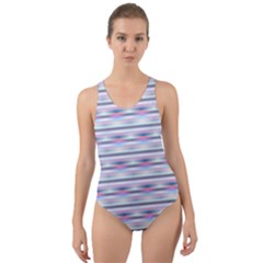 Pastel Lines, Bars Pattern, Pink, Light Blue, Purple Colors Cut-out Back One Piece Swimsuit by Casemiro