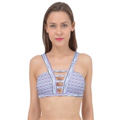 Pastel Lines, Bars Pattern, Pink, Light Blue, Purple Colors Cage Up Bikini Top