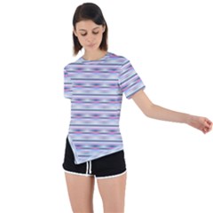 Pastel Lines, Bars Pattern, Pink, Light Blue, Purple Colors Asymmetrical Short Sleeve Sports Tee by Casemiro