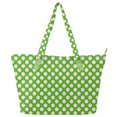 Pastel Green Lemon, White Polka Dots Pattern, Classic, Retro Style Full Print Shoulder Bag by Casemiro