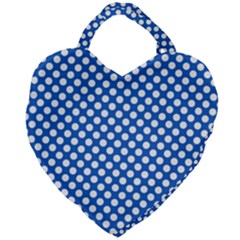 Pastel Blue, White Polka Dots Pattern, Retro, Classic Dotted Theme Giant Heart Shaped Tote by Casemiro