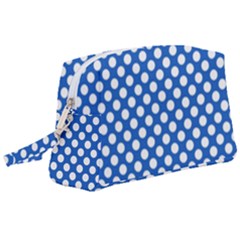 Pastel Blue, White Polka Dots Pattern, Retro, Classic Dotted Theme Wristlet Pouch Bag (large) by Casemiro