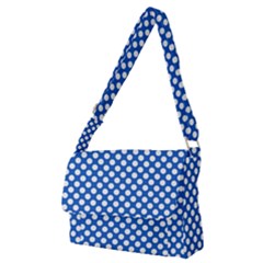 Pastel Blue, White Polka Dots Pattern, Retro, Classic Dotted Theme Full Print Messenger Bag (m) by Casemiro