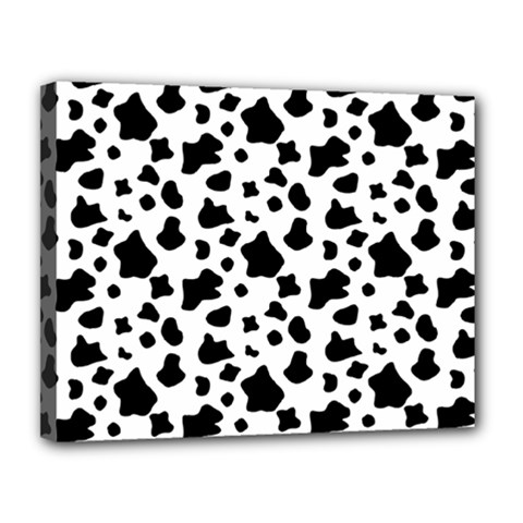 Black And White Cow Spots Pattern, Animal Fur Print, Vector Canvas 14  X 11  (stretched) by Casemiro
