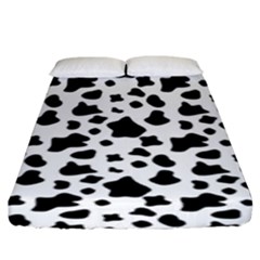 Black And White Cow Spots Pattern, Animal Fur Print, Vector Fitted Sheet (king Size) by Casemiro