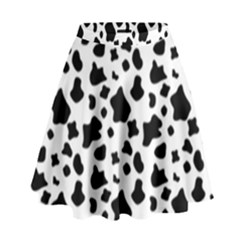 Black And White Cow Spots Pattern, Animal Fur Print, Vector High Waist Skirt by Casemiro