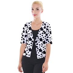 Black And White Cow Spots Pattern, Animal Fur Print, Vector Cropped Button Cardigan by Casemiro