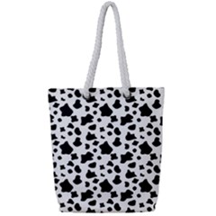 Black And White Cow Spots Pattern, Animal Fur Print, Vector Full Print Rope Handle Tote (small) by Casemiro