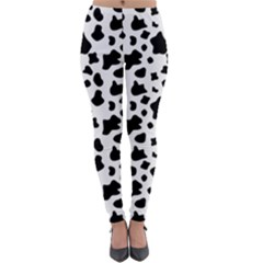 Black And White Cow Spots Pattern, Animal Fur Print, Vector Lightweight Velour Leggings by Casemiro