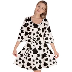 Black And White Cow Spots Pattern, Animal Fur Print, Vector Velour Kimono Dress by Casemiro