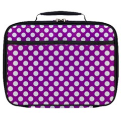 White And Purple, Polka Dots, Retro, Vintage Dotted Pattern Full Print Lunch Bag by Casemiro