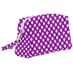 White And Purple, Polka Dots, Retro, Vintage Dotted Pattern Wristlet Pouch Bag (large) by Casemiro