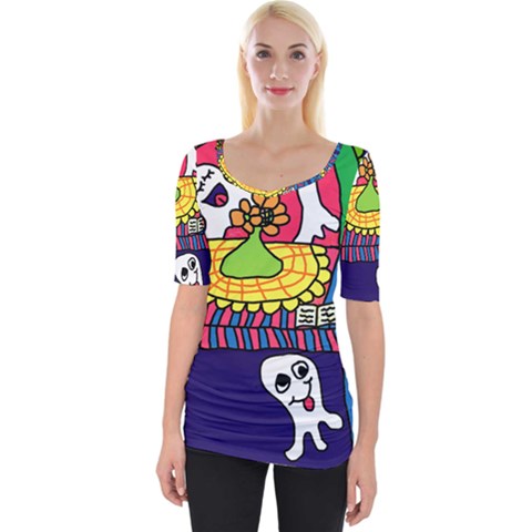 Circus Ghosts Digital Wide Neckline Tee by snowwhitegirl