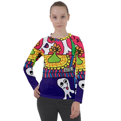 Circus Ghosts Digital Women s Long Sleeve Raglan Tee by snowwhitegirl