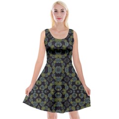 Modern Ornate Stylized Motif Print Reversible Velvet Sleeveless Dress by dflcprintsclothing