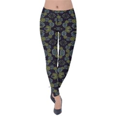 Modern Ornate Stylized Motif Print Velvet Leggings by dflcprintsclothing