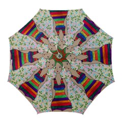 Tan Swimmer Flowerwall Golf Umbrellas