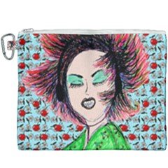 Headphones Girl W Cherries Canvas Cosmetic Bag (xxxl) by snowwhitegirl