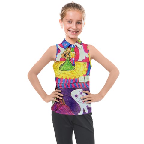 Circus Ghosts Kids  Sleeveless Polo Tee by snowwhitegirl