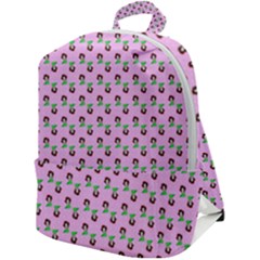 Headphones Girl Pink Zip Up Backpack