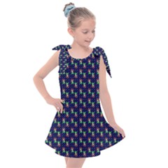 Headphones Girl Blue Kids  Tie Up Tunic Dress by snowwhitegirl