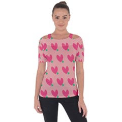 Hearts Shoulder Cut Out Short Sleeve Top by tousmignonne25