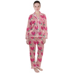 Hearts Satin Long Sleeve Pyjamas Set by tousmignonne25