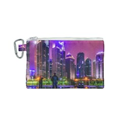 Lujiazui District Nigth Scene, Shanghai China Canvas Cosmetic Bag (small) by dflcprintsclothing