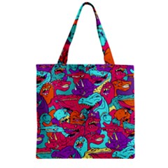 Dinos Zipper Grocery Tote Bag