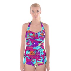 Dinos Boyleg Halter Swimsuit 