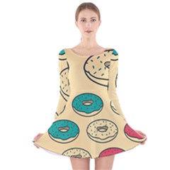 Donuts Long Sleeve Velvet Skater Dress by Sobalvarro