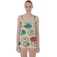 Donuts Tie Front Two Piece Tankini by Sobalvarro