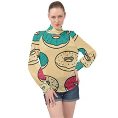 Donuts High Neck Long Sleeve Chiffon Top by Sobalvarro