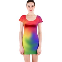 Rainbow Colors Lgbt Pride Abstract Art Short Sleeve Bodycon Dress by yoursparklingshop