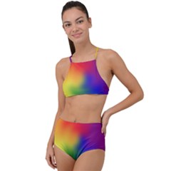 Rainbow Colors Lgbt Pride Abstract Art High Waist Tankini Set by yoursparklingshop