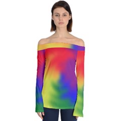 Rainbow Colors Lgbt Pride Abstract Art Off Shoulder Long Sleeve Top by yoursparklingshop