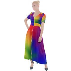 Rainbow Colors Lgbt Pride Abstract Art Button Up Short Sleeve Maxi Dress by yoursparklingshop
