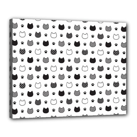 kitten head paw footprint seamless pattern 1 Canvas 20  x 16  (Stretched)