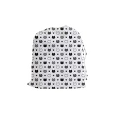 kitten head paw footprint seamless pattern 1 Drawstring Pouch (Medium)