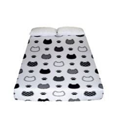 kitten head paw footprint seamless pattern 1 Fitted Sheet (Full/ Double Size)