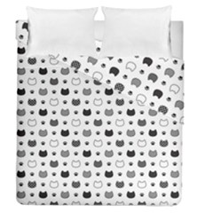 kitten head paw footprint seamless pattern 1 Duvet Cover Double Side (Queen Size)