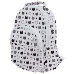 kitten head paw footprint seamless pattern 1 Rounded Multi Pocket Backpack