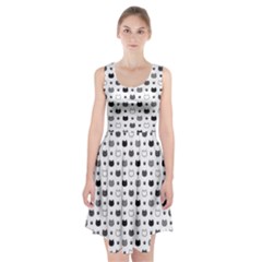 kitten head paw footprint seamless pattern 1 Racerback Midi Dress