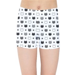 kitten head paw footprint seamless pattern 1 Kids  Sports Shorts