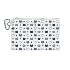 kitten head paw footprint seamless pattern 1 Canvas Cosmetic Bag (Medium)